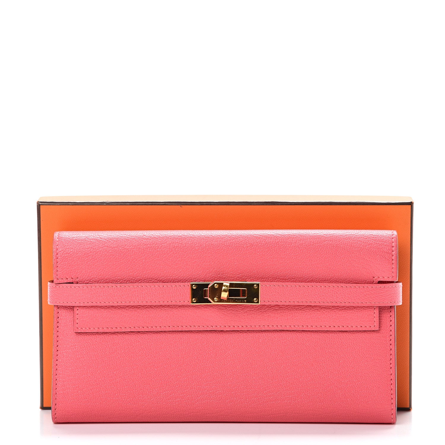 Hermes Chevre Mysore Kelly Longue Wallet Rose Lipstick 7 of 7