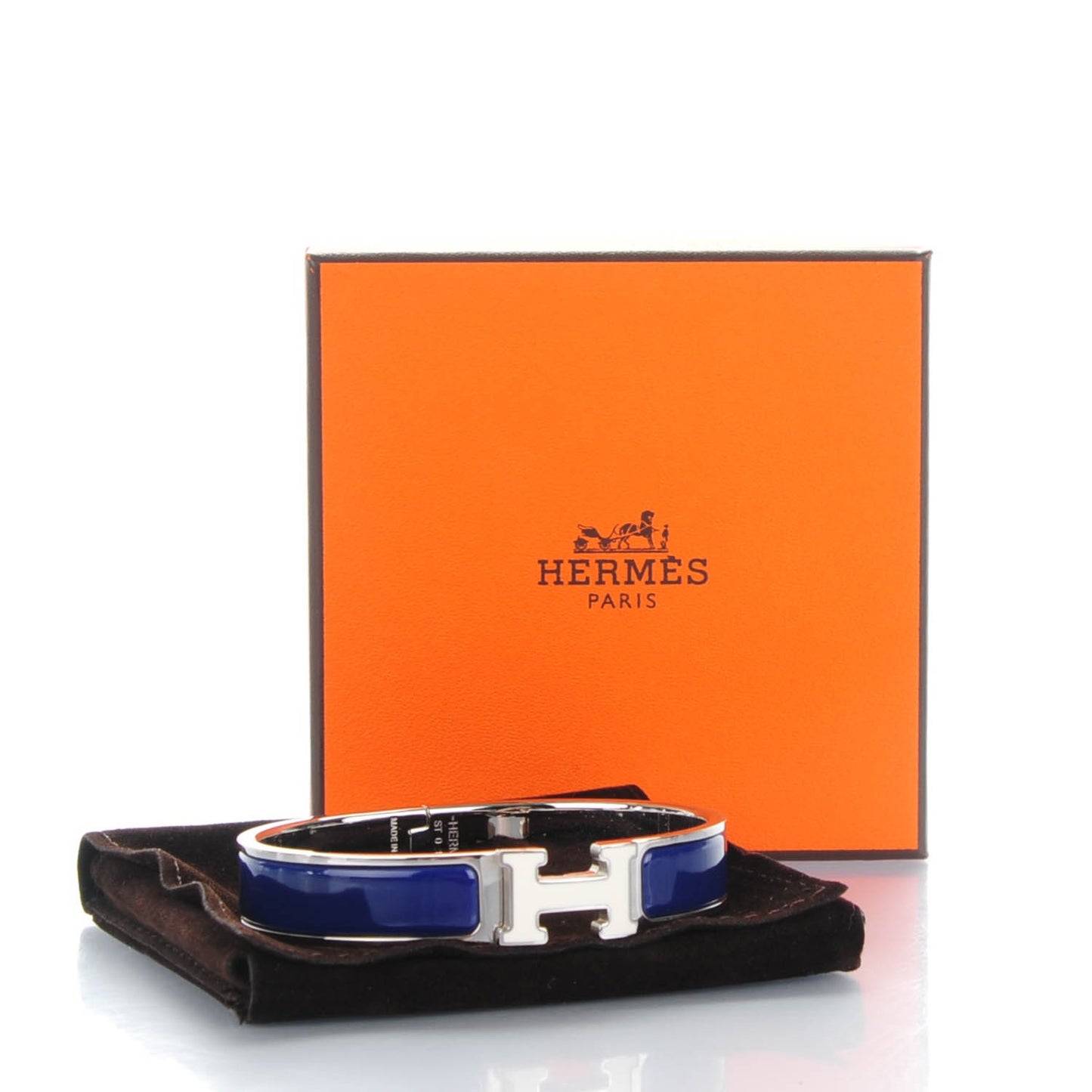 Narrow Enamel Clic Clac H Bracelet GM Indigo White