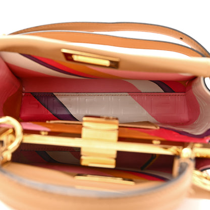 Fendi Vitello Seta Nappa FF Embossed Mini Peekaboo Iconic Satchel Miele Scuro 5 of 12