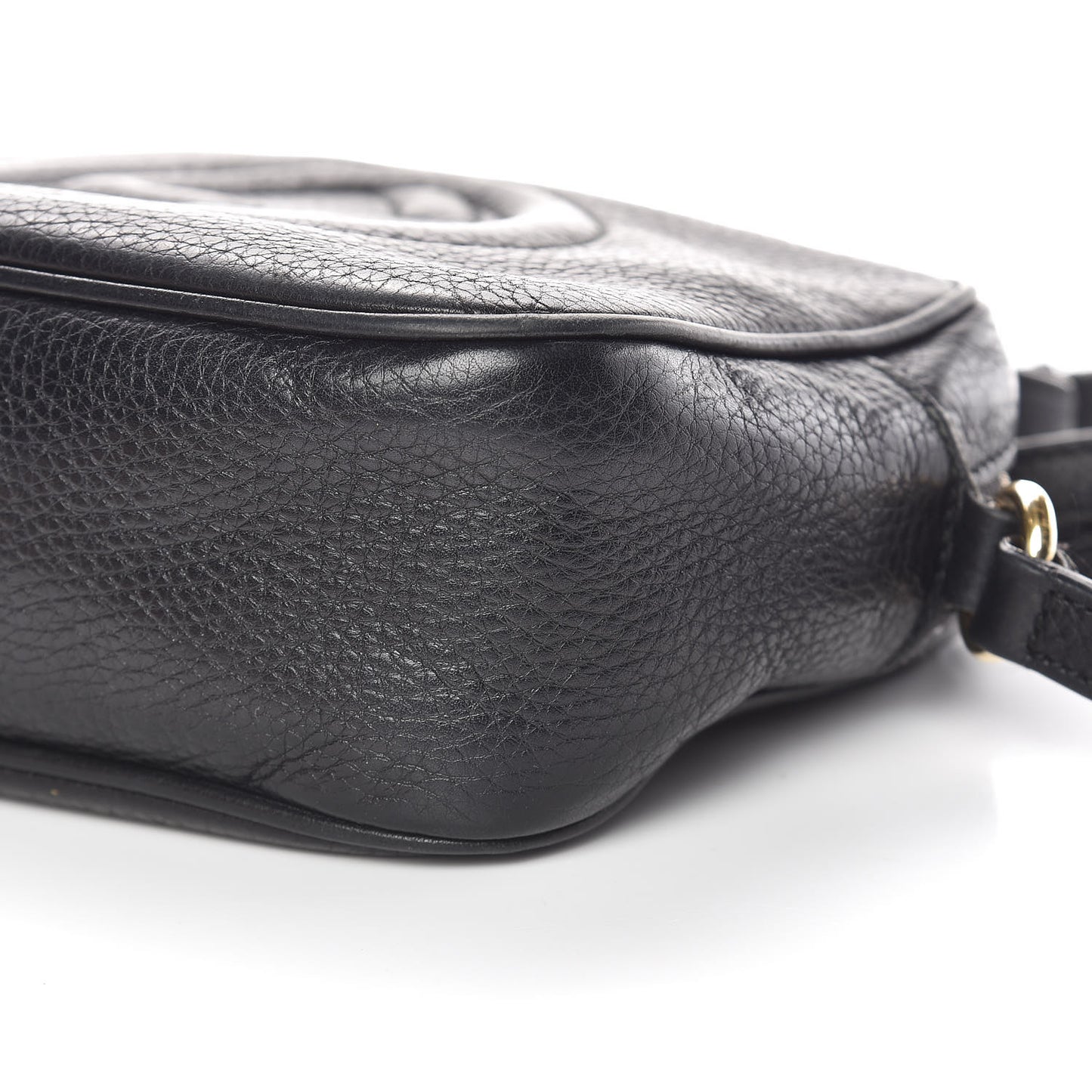 Pebbled Calfskin Small Soho Disco Bag Black
