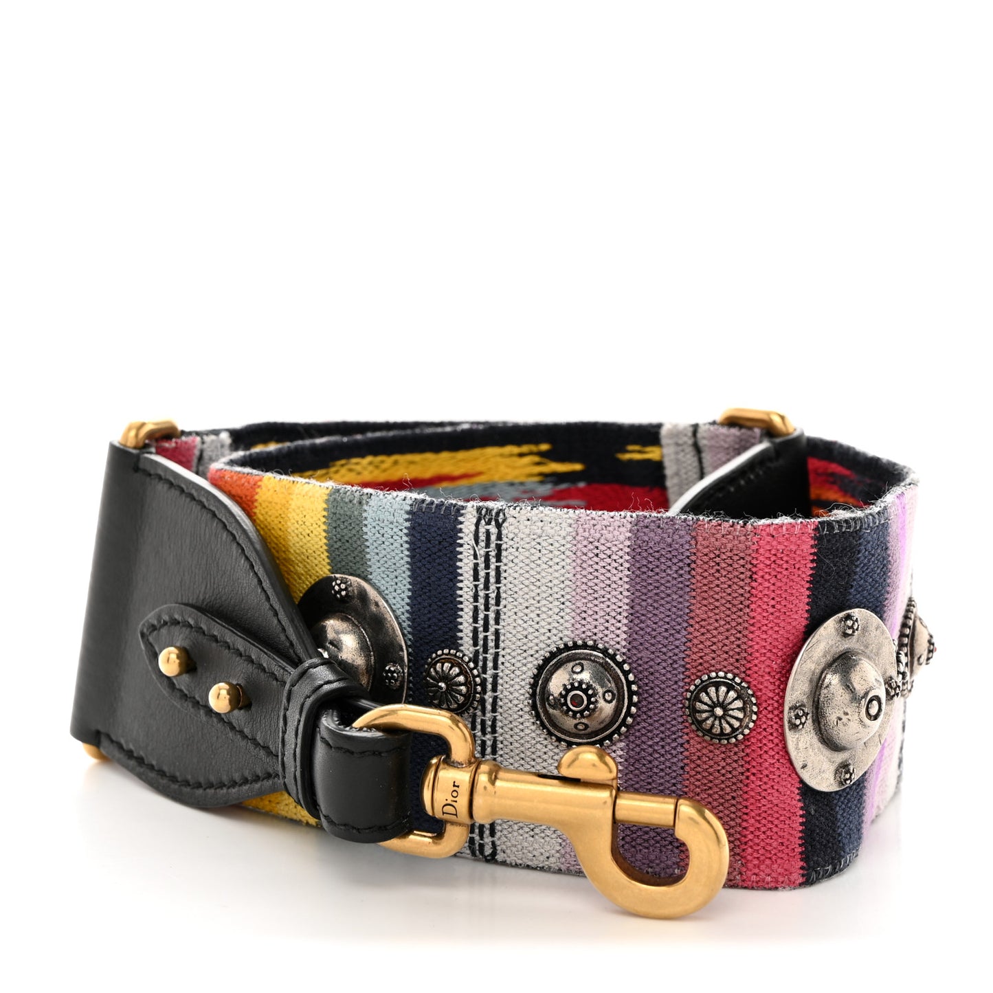 Canvas Embroidered Studded Rainbow Shoulder Strap