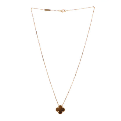 Van Cleef & Arpels 18K Yellow Gold Tiger Eye Vintage Alhambra Pendant Necklace 3 of 6