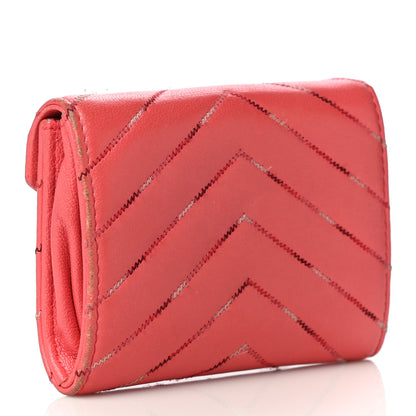 Chanel Lambskin Chevron Quilted Card Holder Pink 3 of 19