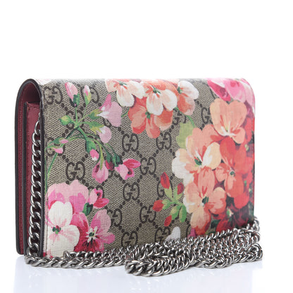 Gucci GG Supreme Monogram Blooms Chain Wallet Beige Multicolor Dry Rose 3 of 13