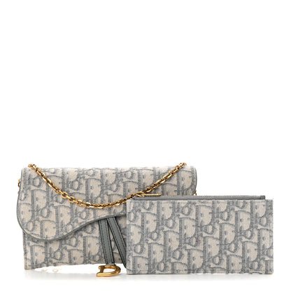 Christian Dior Oblique Saddle Chain Long Wallet Grey 1 of 12