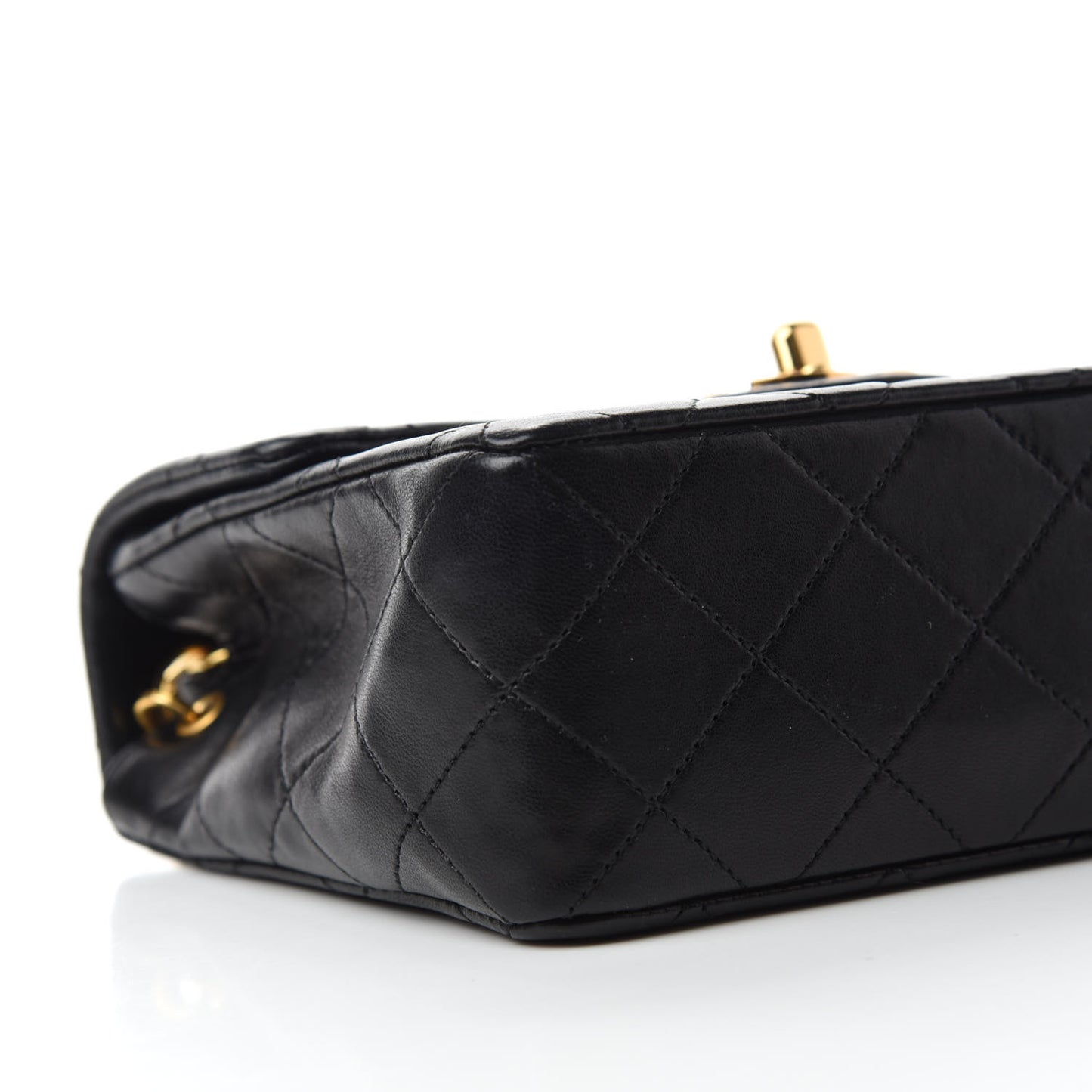 Lambskin Quilted Mini Square Flap Black