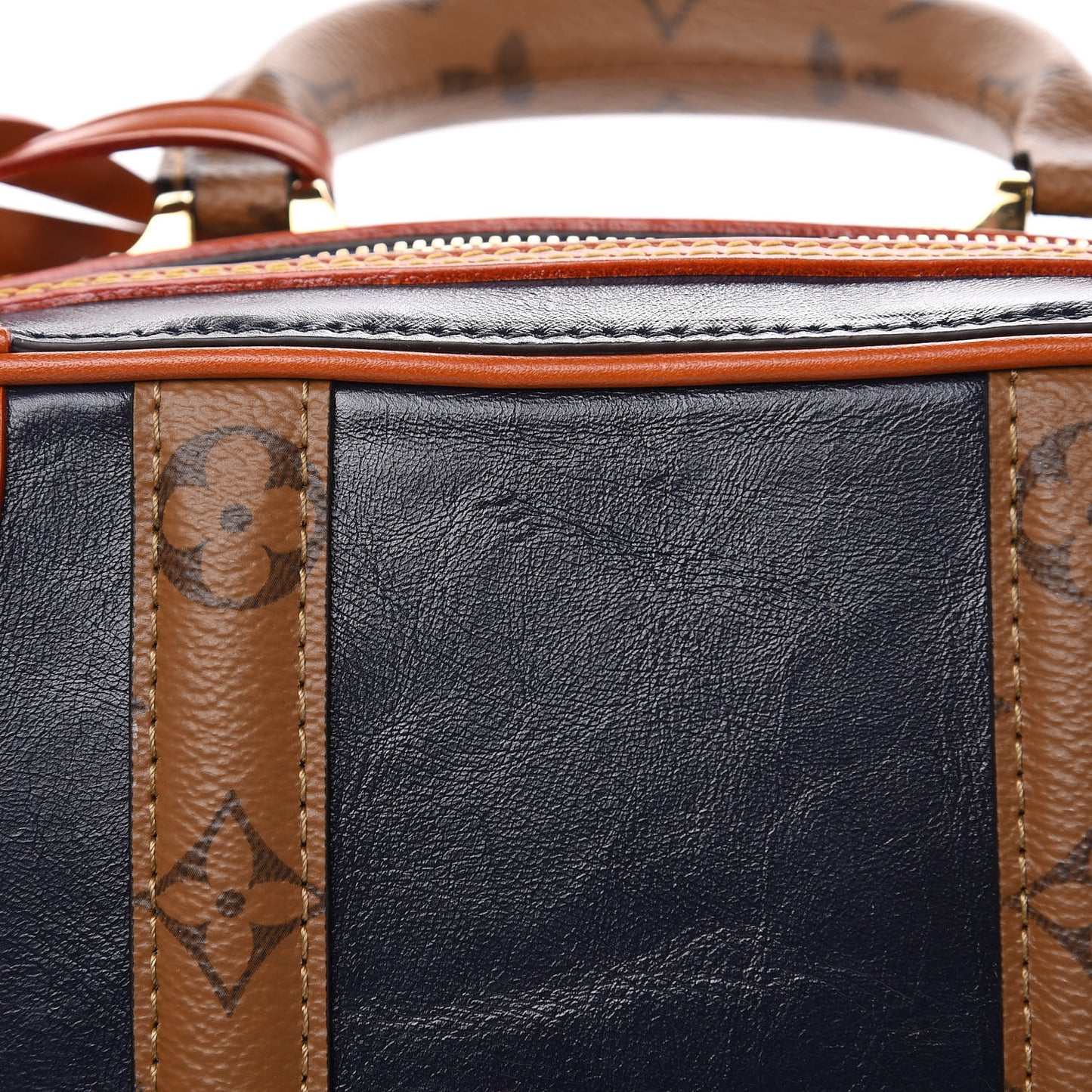 Calfskin Reverse Monogram Valisette PM Navy Caramel