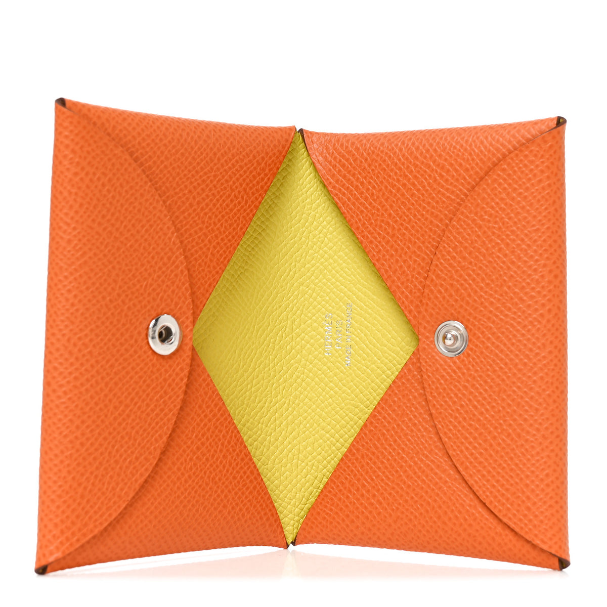 Hermes Epsom Verso Calvi Duo Card Case Orange Lime 4 of 7