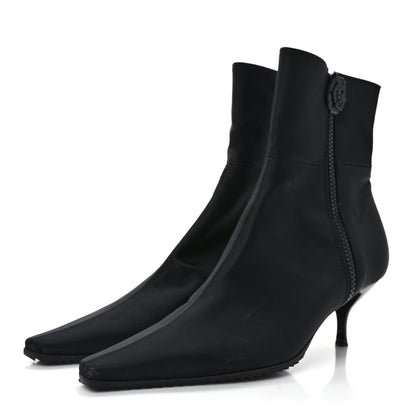 Chanel Nylon Camellia Zip Short Boots 40.5 Black 3 of 7