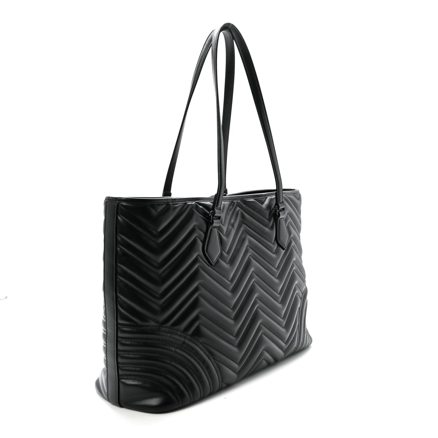 Gucci Calfskin Matelasse Monochrome Large GG Marmont Tote Bag Black 3 of 10