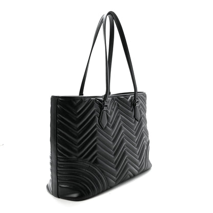 Gucci Calfskin Matelasse Monochrome Large GG Marmont Tote Bag Black 3 of 10