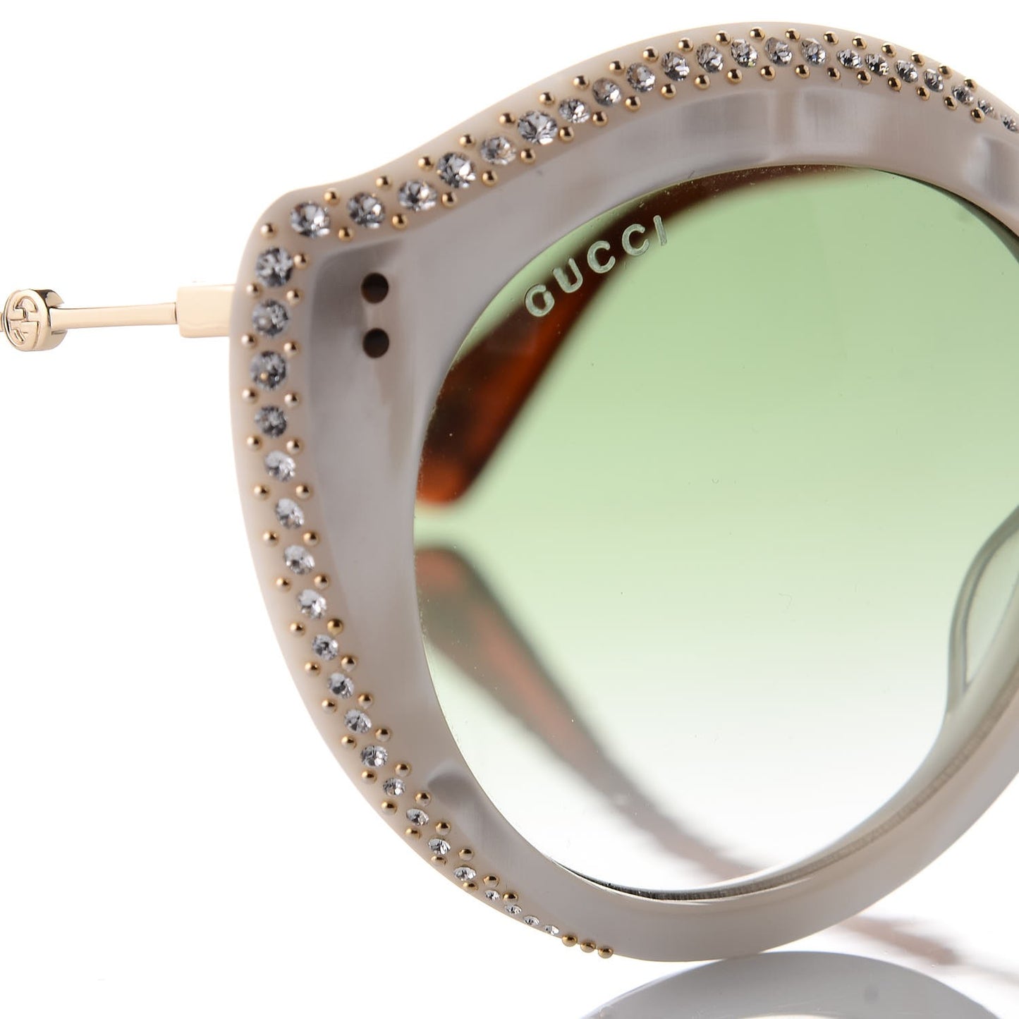 Crystal Cat Eye GG0214S Sunglasses White