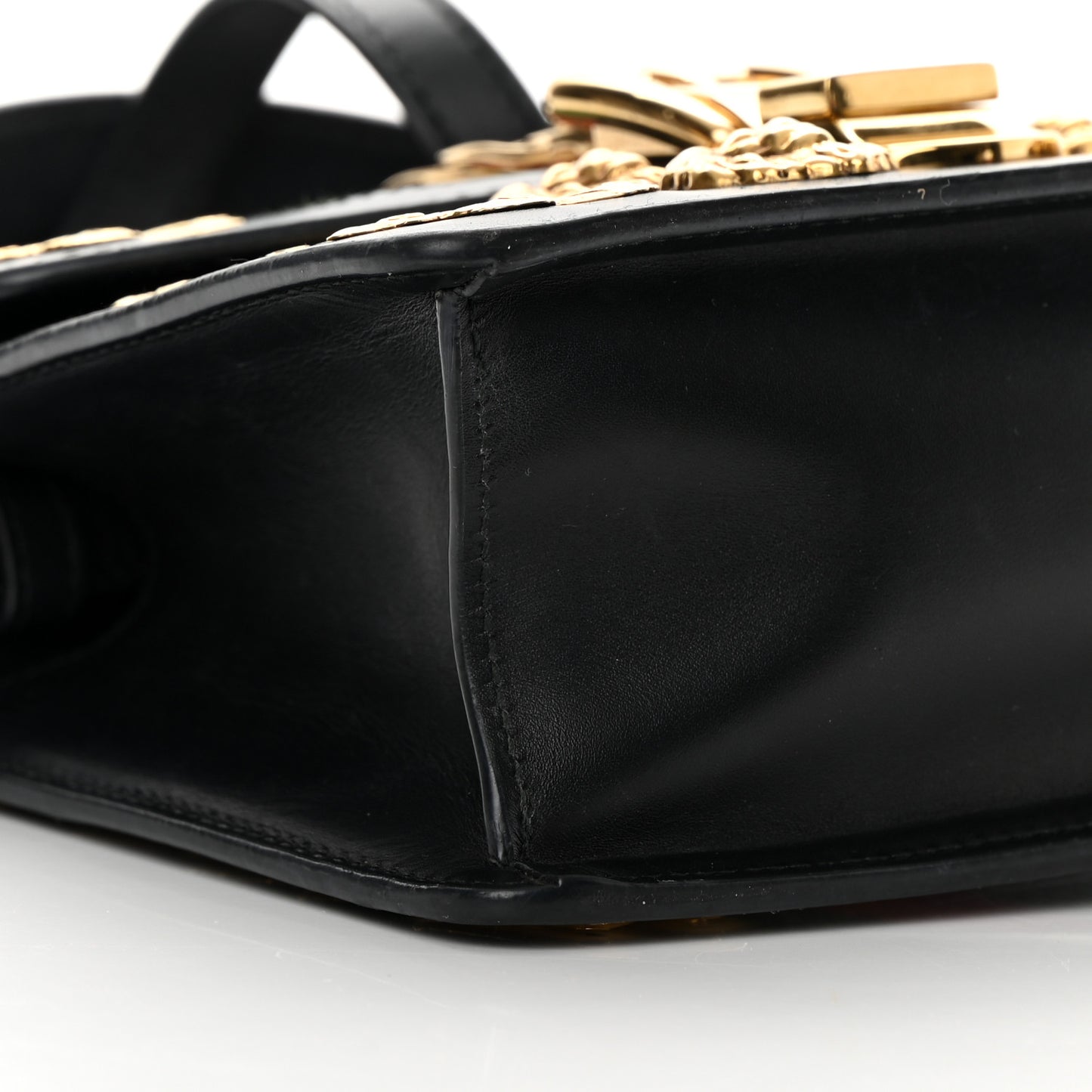 Calfskin Animal Studs Mini Sylvie Top Handle Bag Black