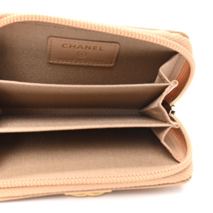 Chanel Caviar Quilted Boy Zip Around Coin Purse Wallet Beige 5 of 7