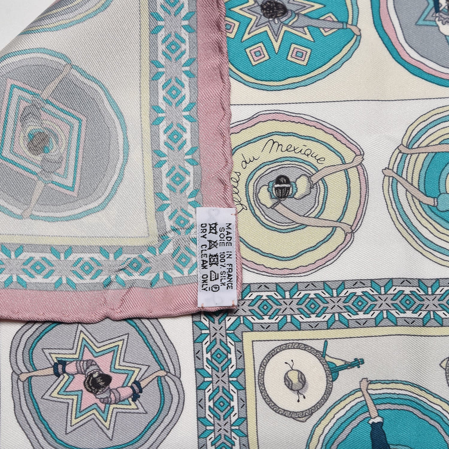 Hermes Silk Belles du Mexique Pocket Square Vieux Rose 6 of 6