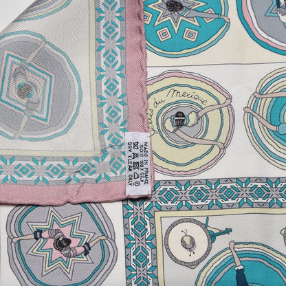 Hermes Silk Belles du Mexique Pocket Square Vieux Rose 6 of 6