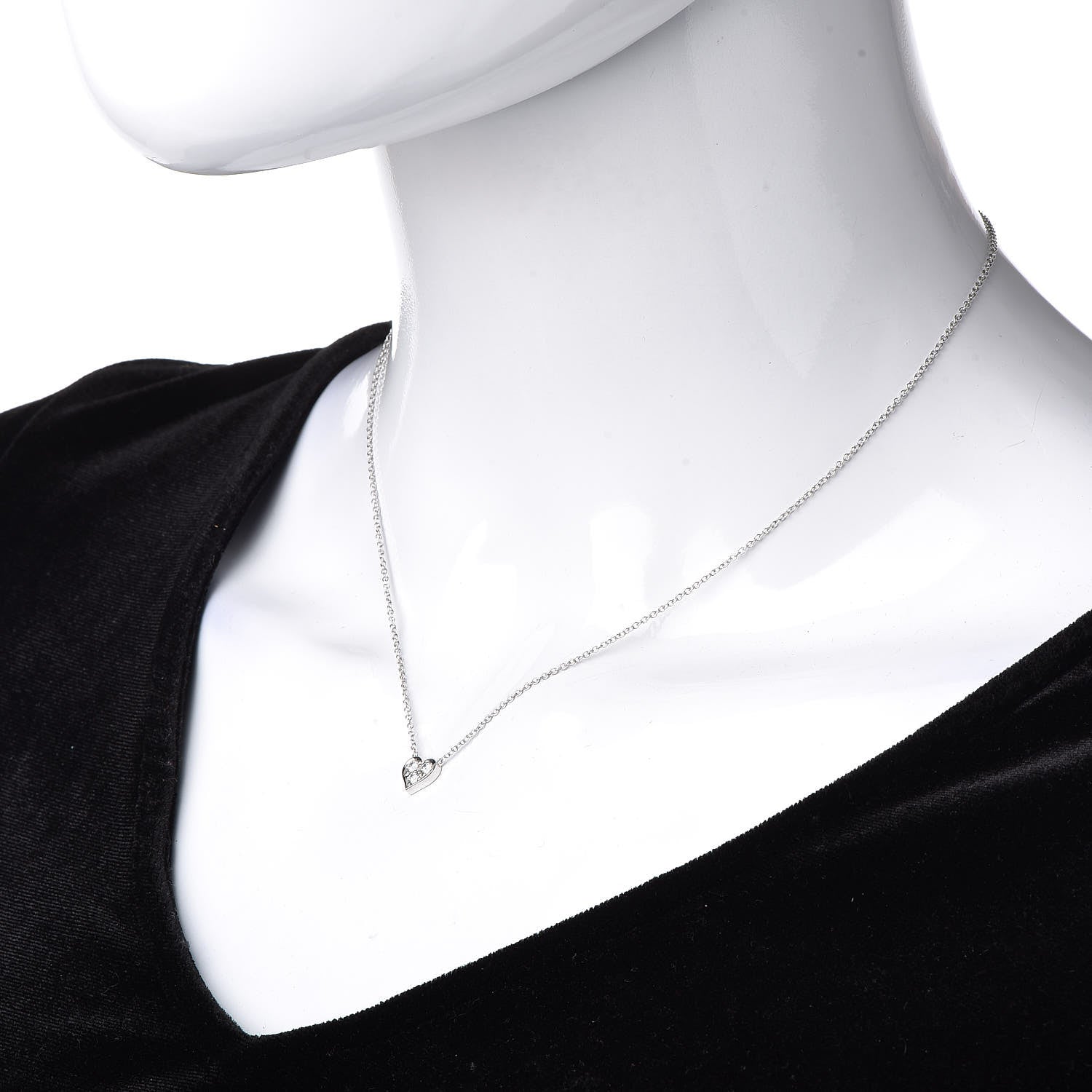 Tiffany Platinum Diamond Heart Pendant Necklace 2 of 5