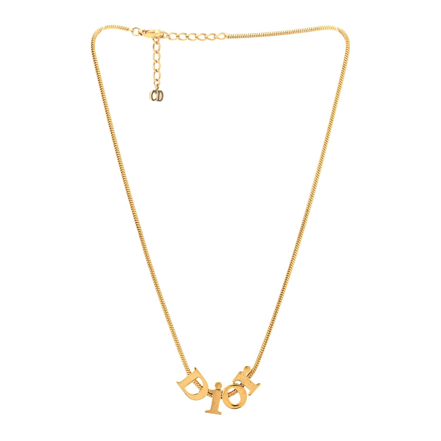 Christian Dior Metal Logo Necklace Gold 3 of 5