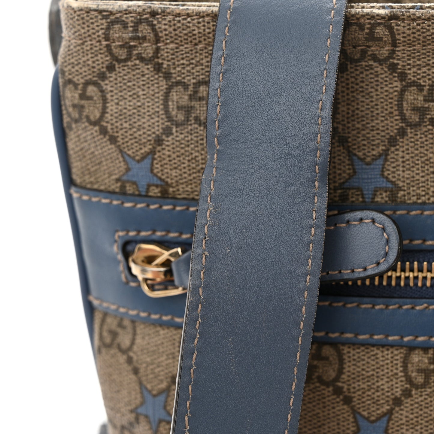 Monogram GG Supreme Stars Small Flat Messenger Bag Light Blue