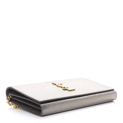 Saint Laurent Grained Metallic Calfskin Monogram Chain Wallet Bronze 4 of 13