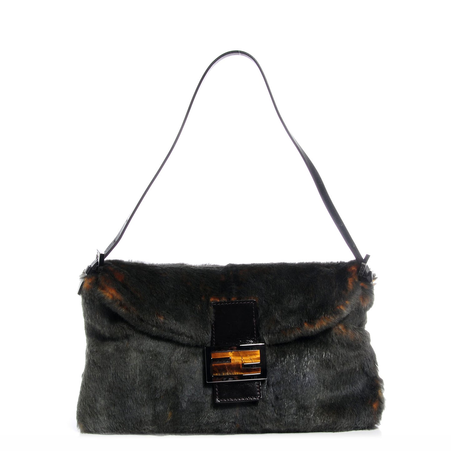Rabbit Fur Tigers Eye Baguette Bag Moro