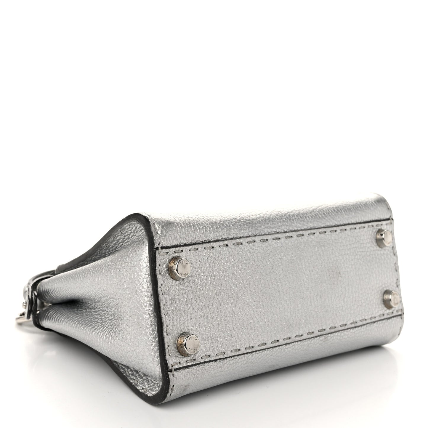 Cuoio Romano Lux Selleria Mini Peekaboo Iconic Satchel Argento