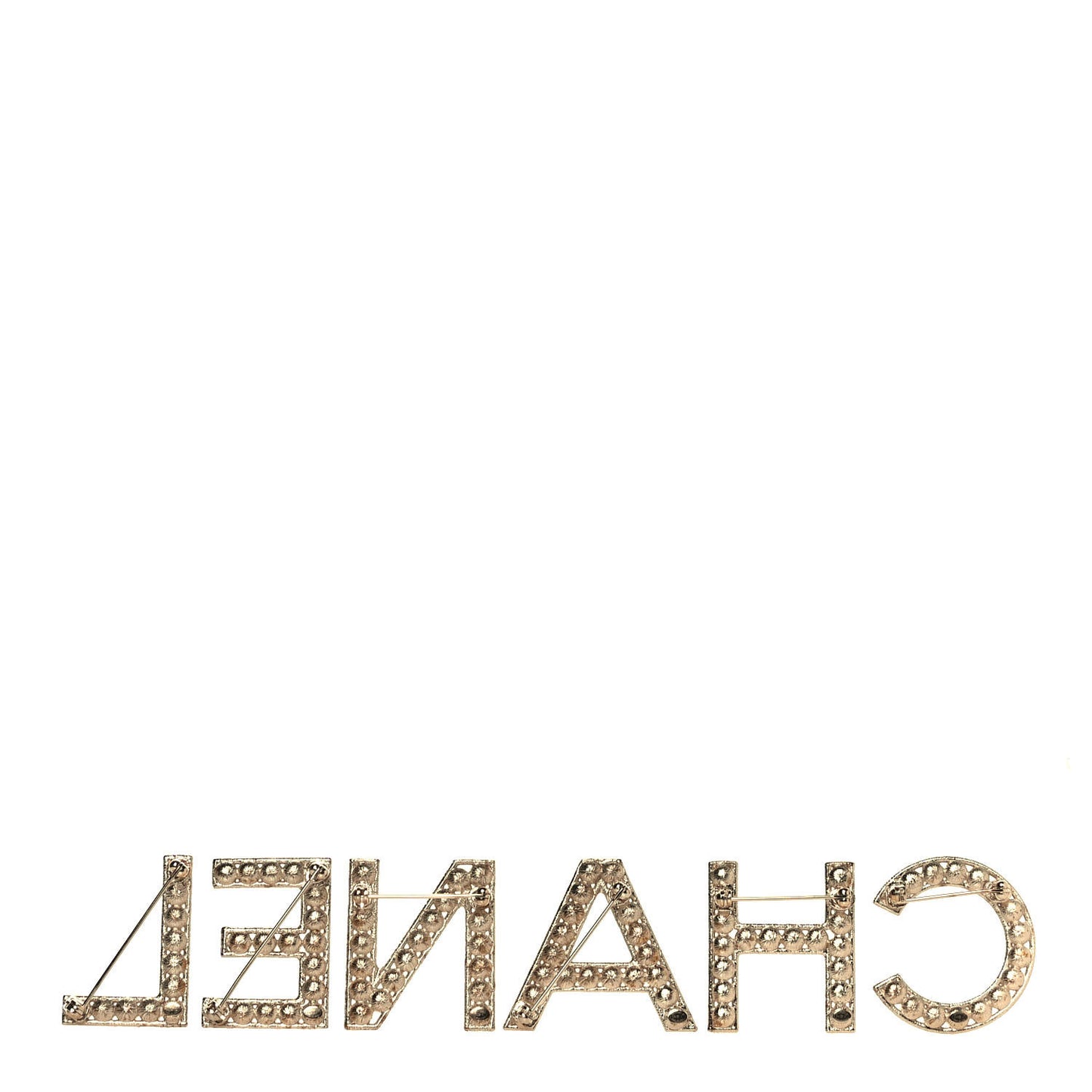 Crystal Cha-Nel Logo Brooch Set Gold