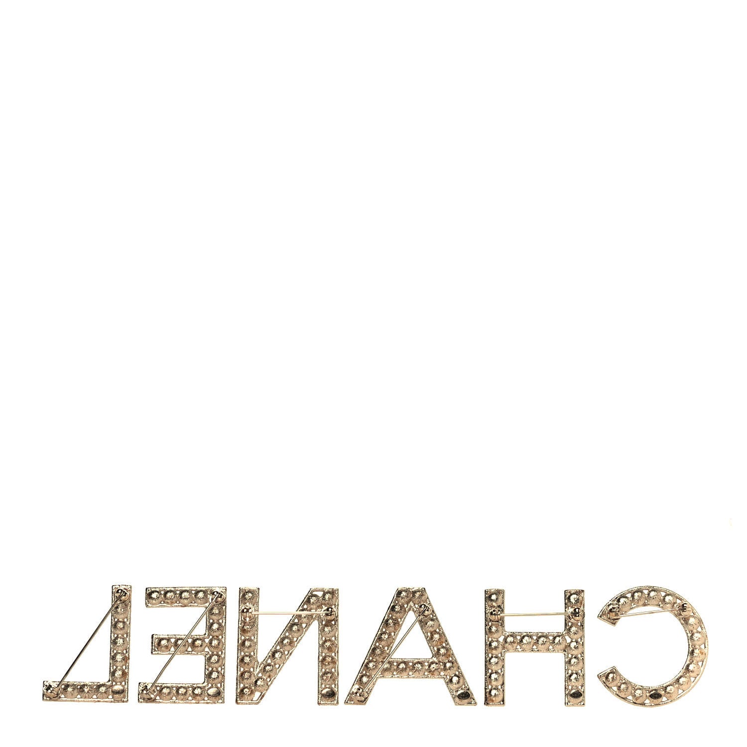 Chanel Crystal Cha-Nel Logo Brooch Set Gold 3 of 5