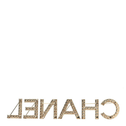 Chanel Crystal Cha-Nel Logo Brooch Set Gold 3 of 5