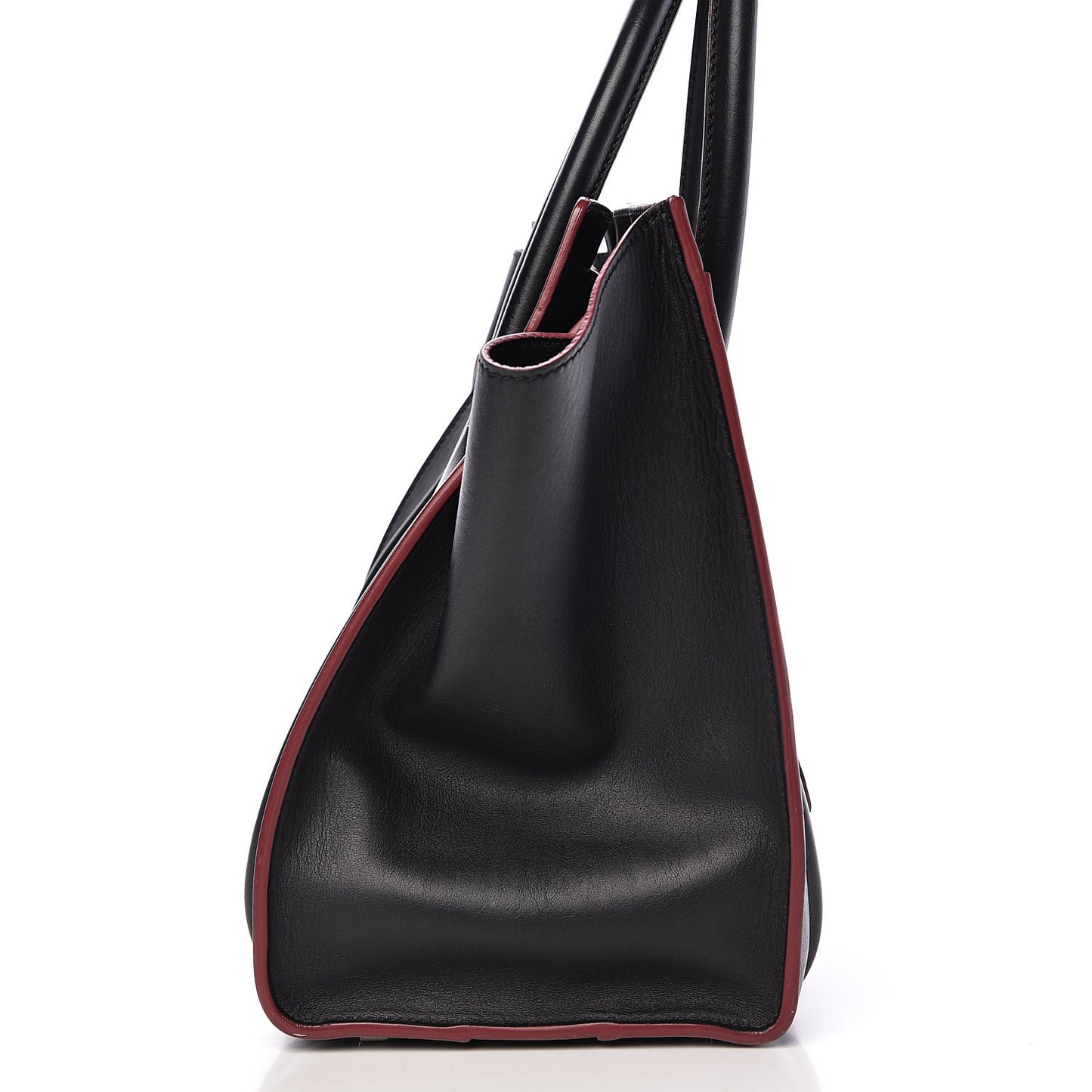 Smooth Calfskin Mini Luggage Black Pink Trim