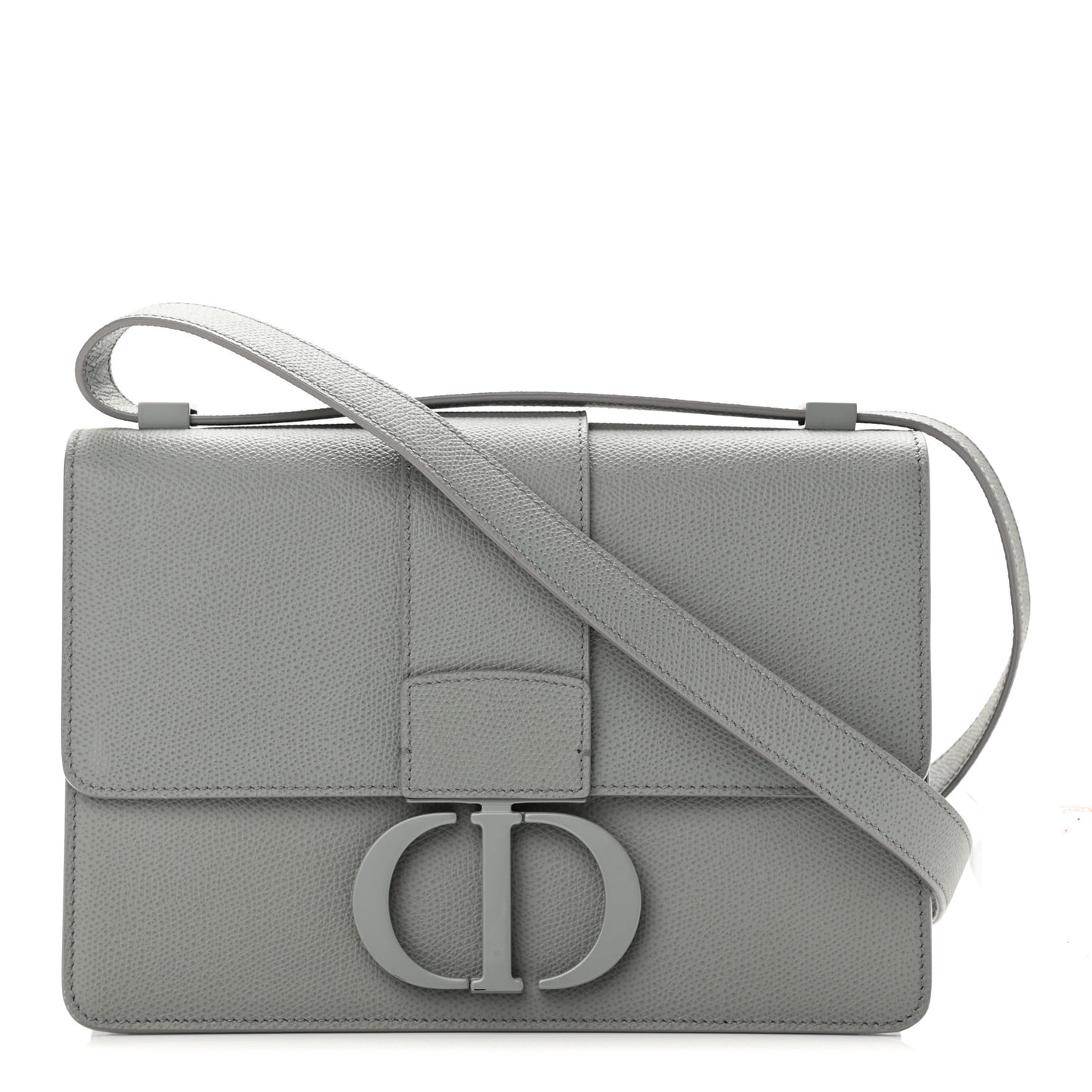 Ultra Matte Grained Calfskin 30 Montaigne Flap Bag Grey
