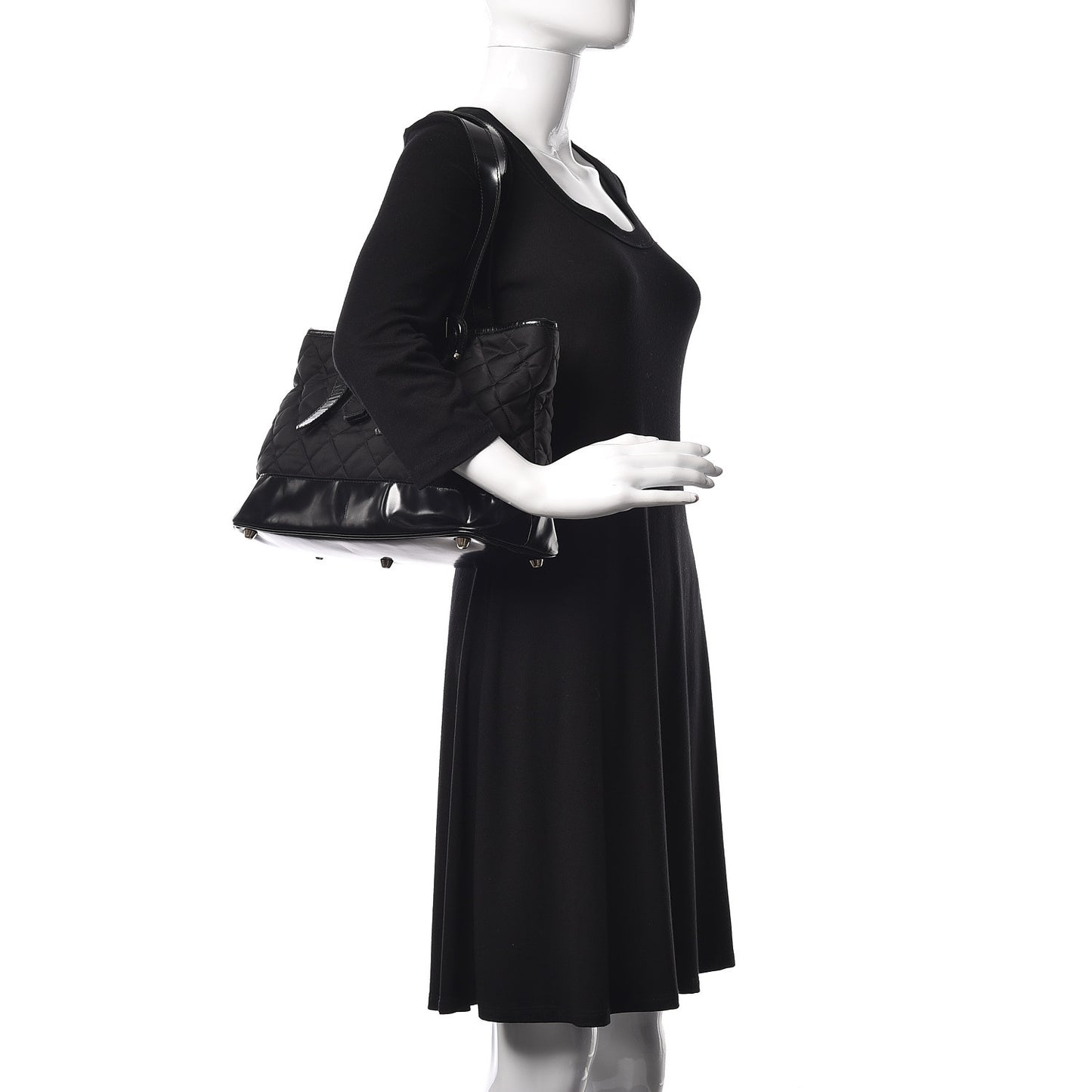 Nylon Quilted Tote Black