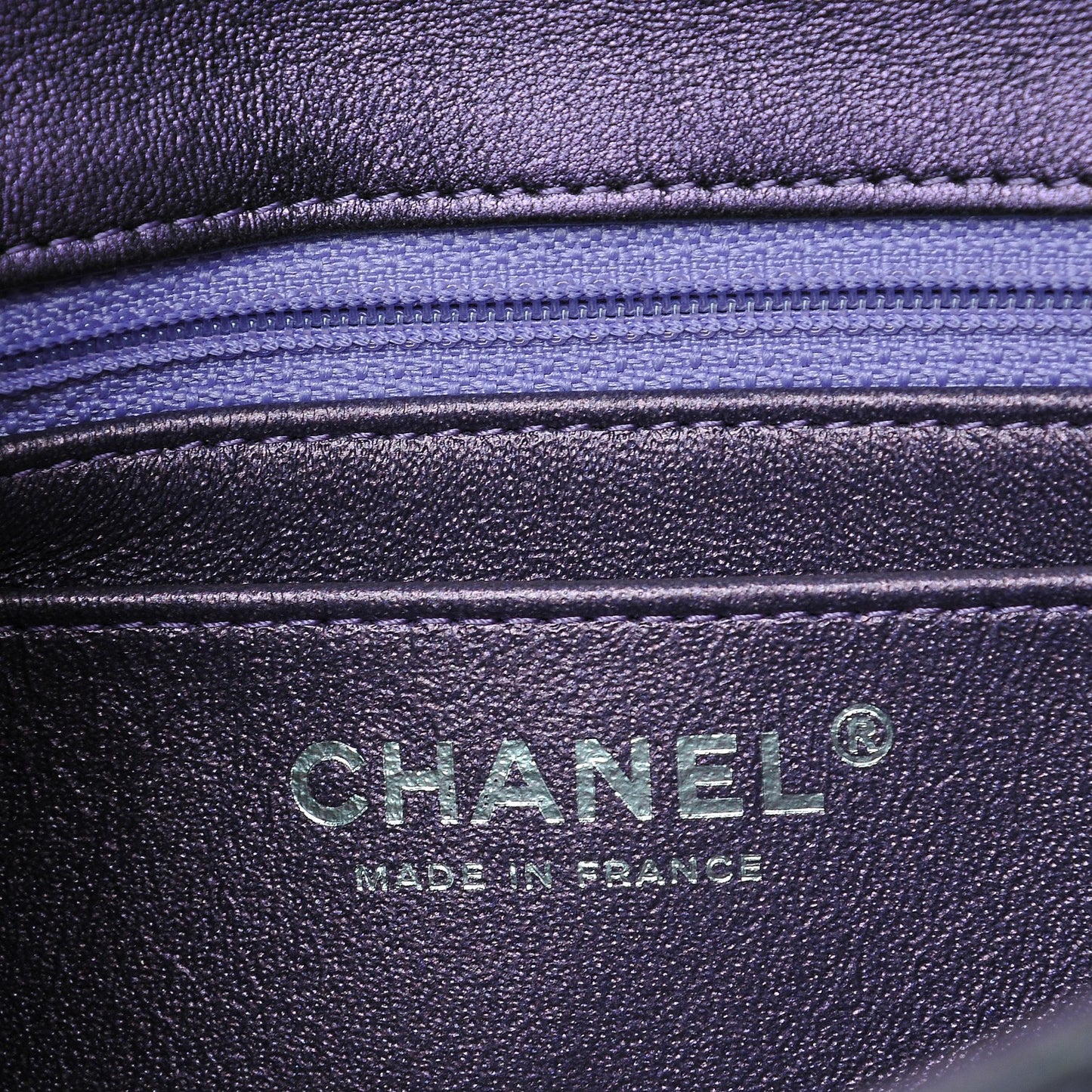 Metallic Lambskin Quilted Mini Rectangular Flap Purple