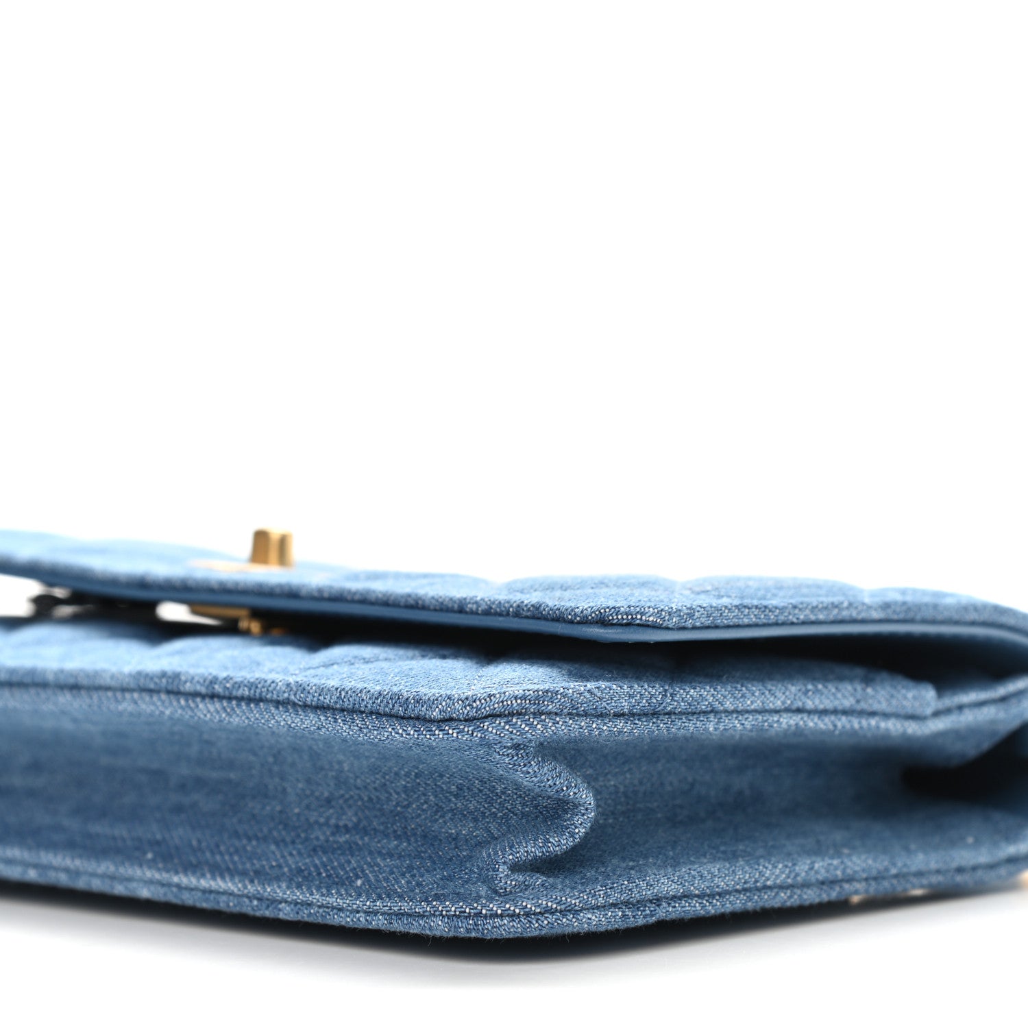 Chanel Denim Quilted CC Pearl Crush Wallet On Chain WOC Blue 6 of 11