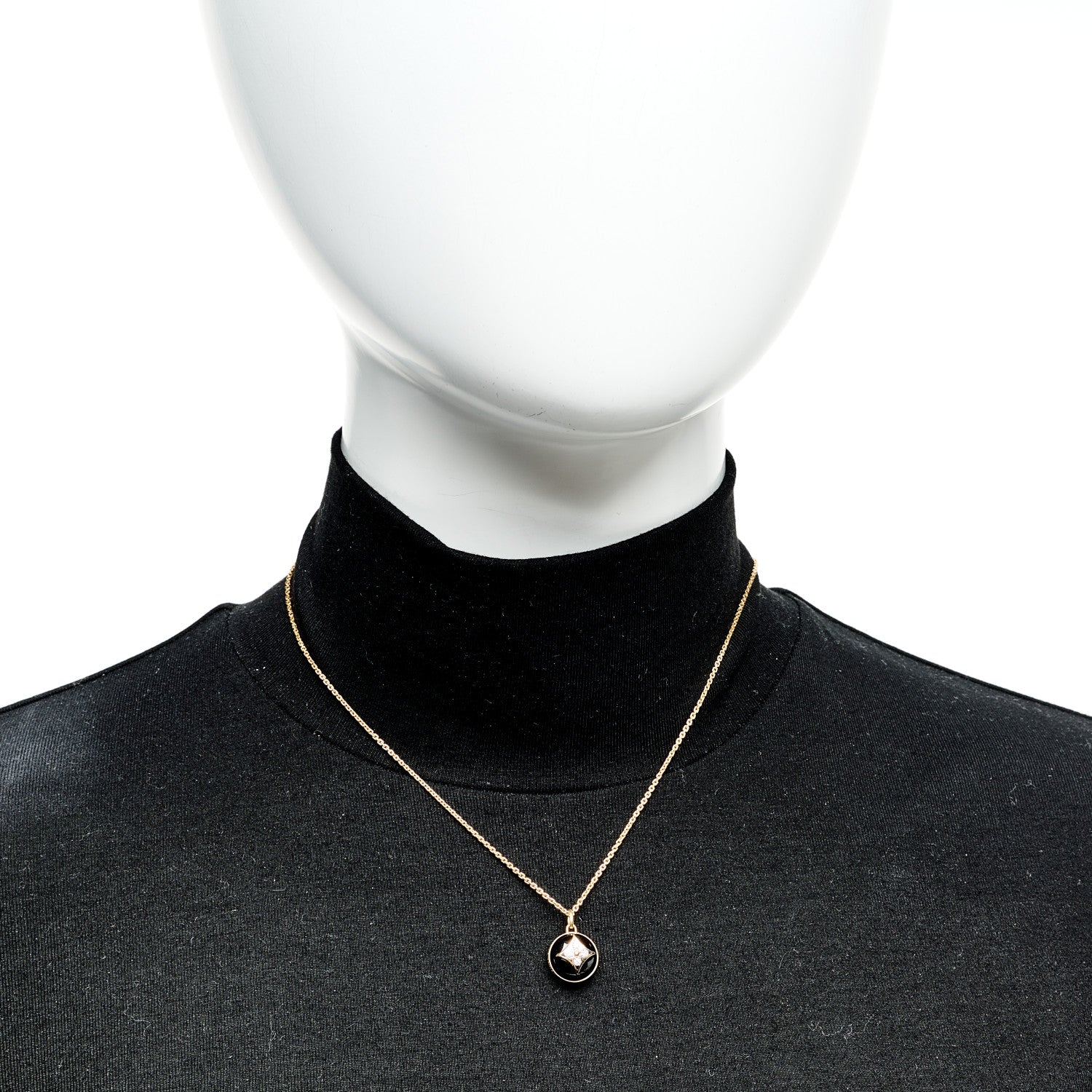 Louis Vuitton 18K Yellow Gold Diamond Black Onyx Color Blossom Medallion Pendant Necklace 2 of 6