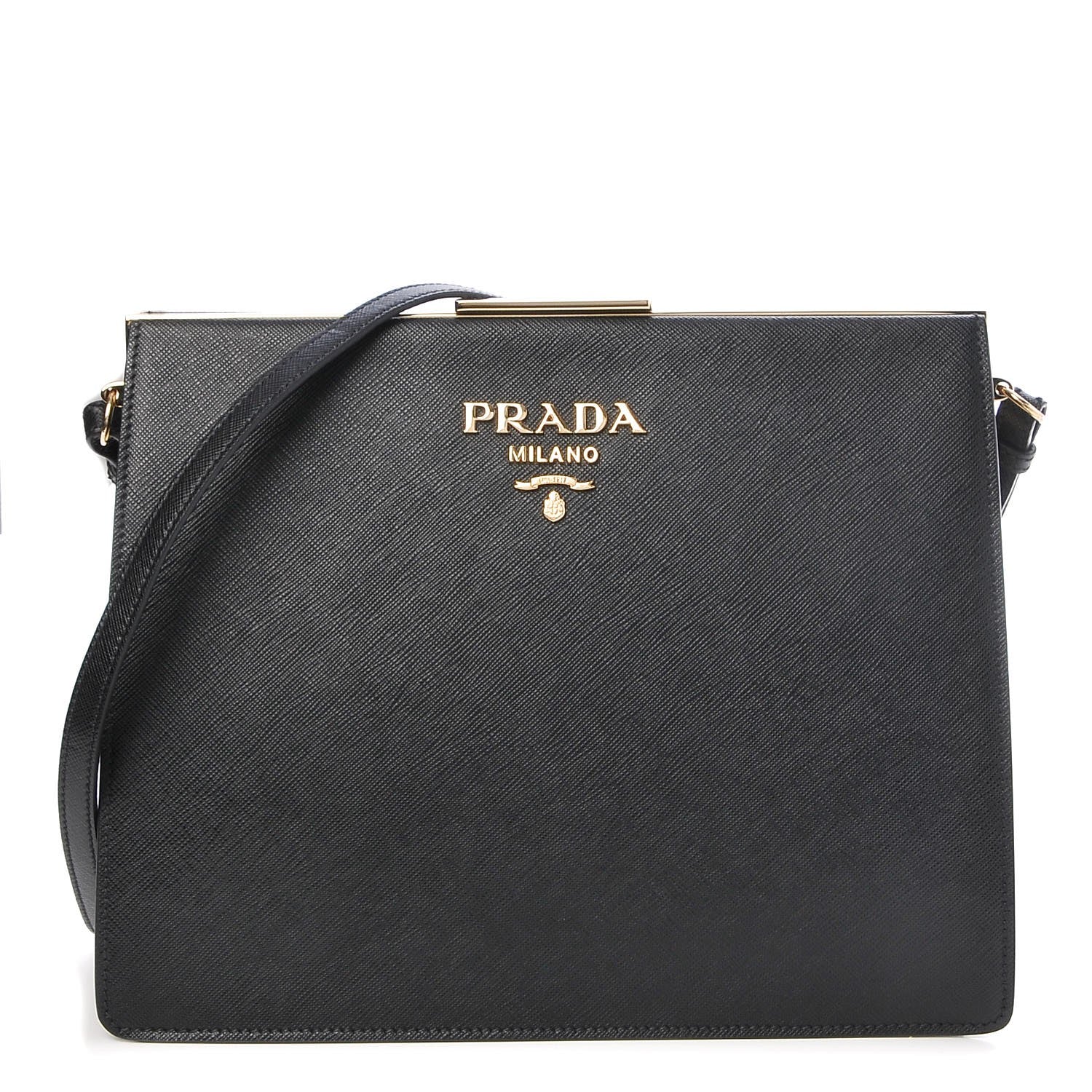 Prada Saffiano City Calf Light Frame Bag Nero Black 1 of 6