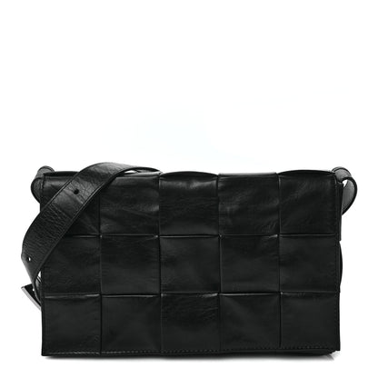 Bottega Veneta Paper Calfskin Maxi Intreccio Cassette Crossbody Bag Black 1 of 16