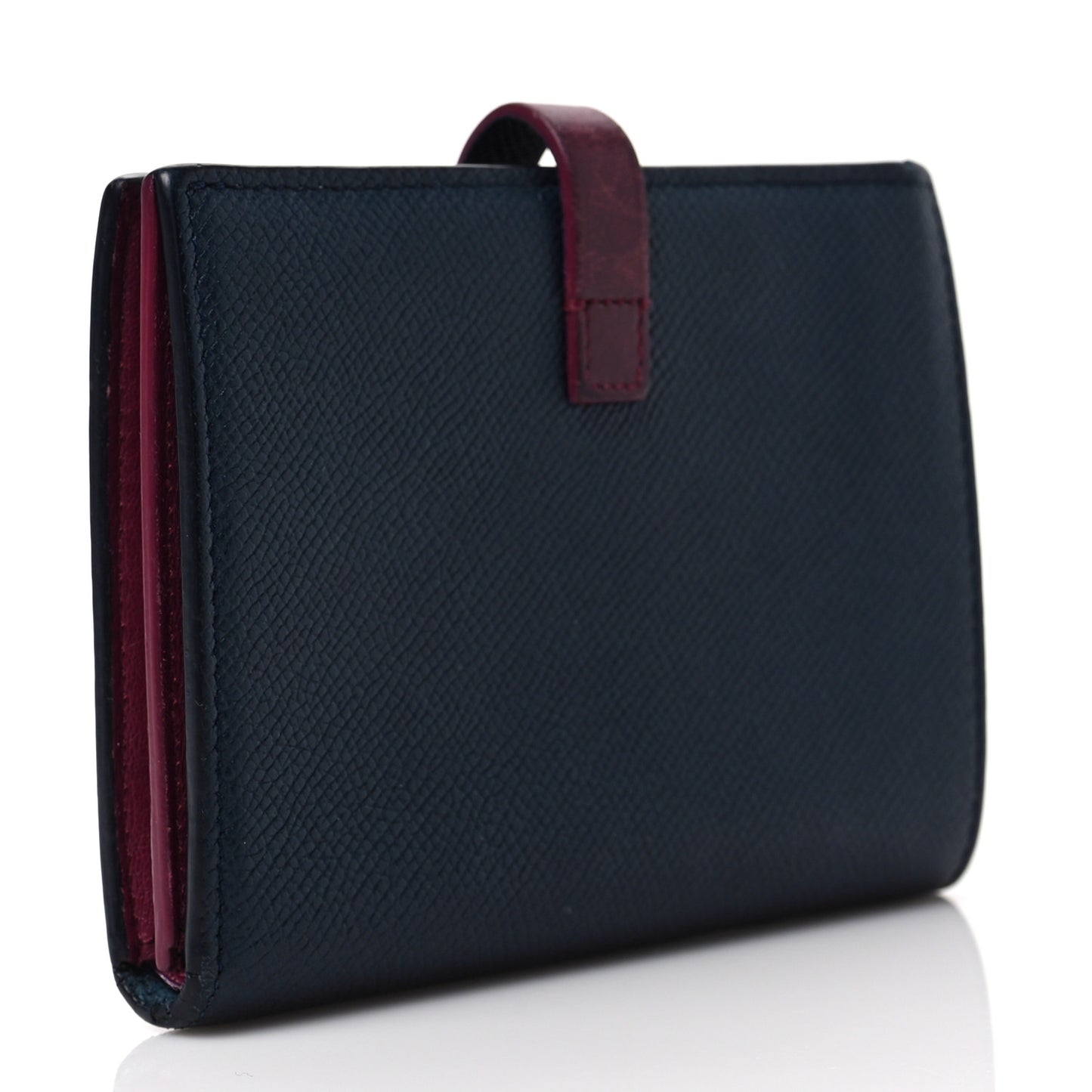 Grained Calfskin Medium Multifunction Strap Wallet Steel Blue