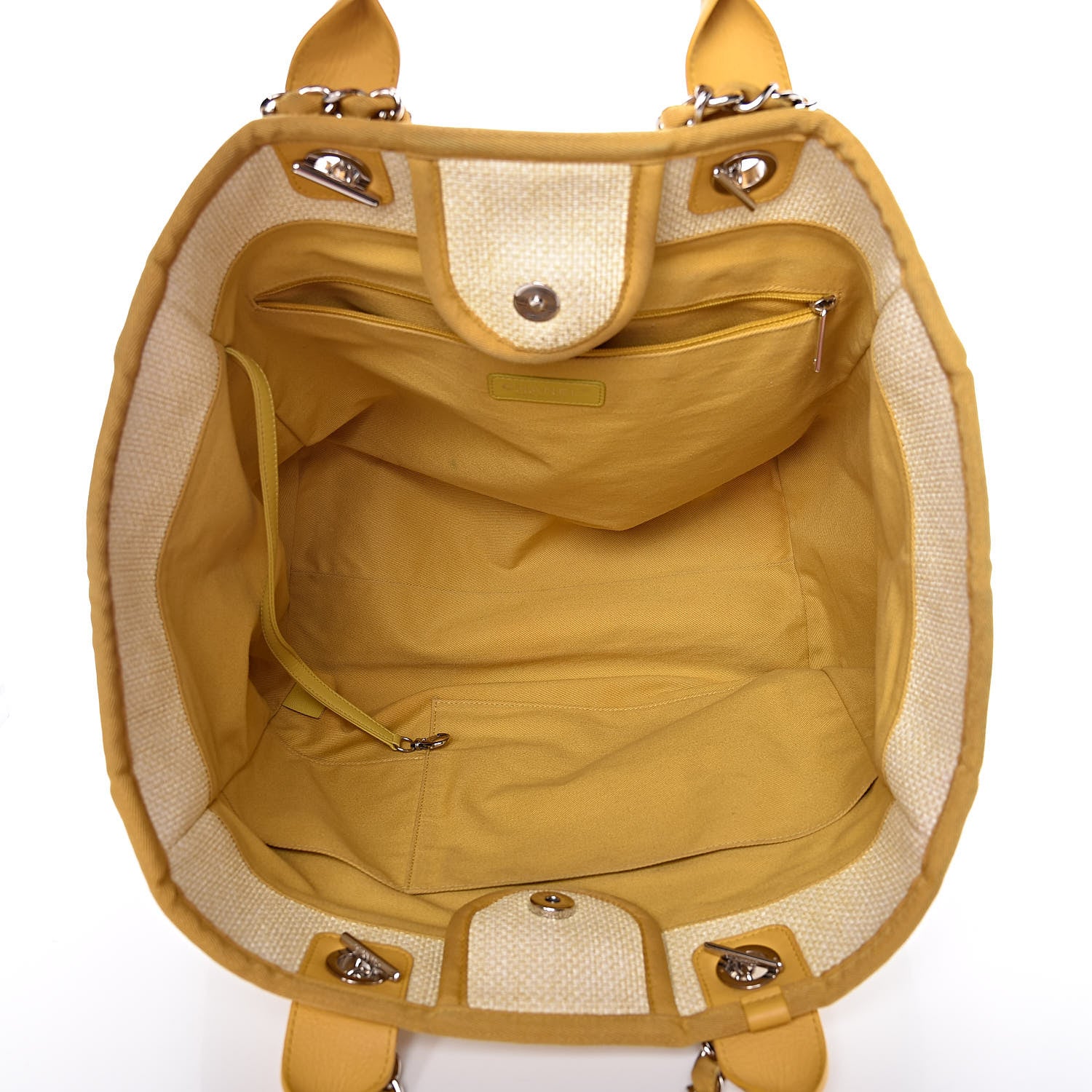 Chanel Woven Straw Raffia Large Deauville Tote Yellow 5 of 12