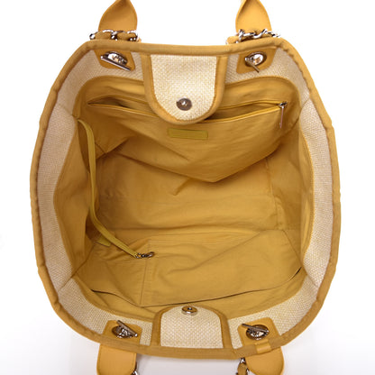 Chanel Woven Straw Raffia Large Deauville Tote Yellow 5 of 12