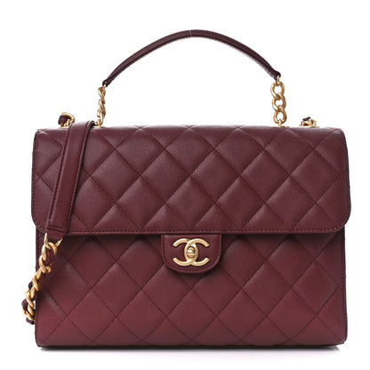 Chanel Caviar Quilted Large Top Handle Flap Burgundy 1 of 10