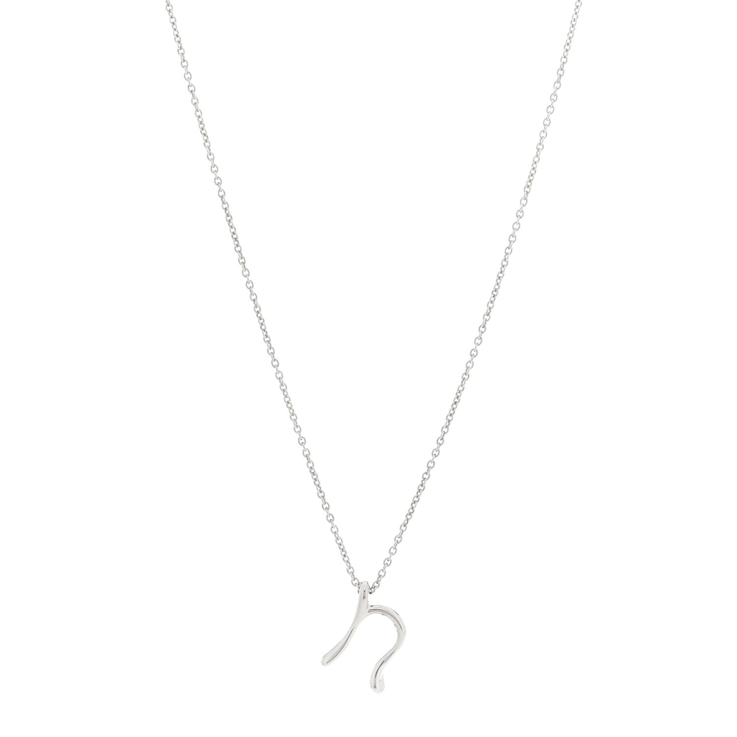 Tiffany Sterling Silver Elsa Peretti Letter N Pendant Necklace 1 of 4