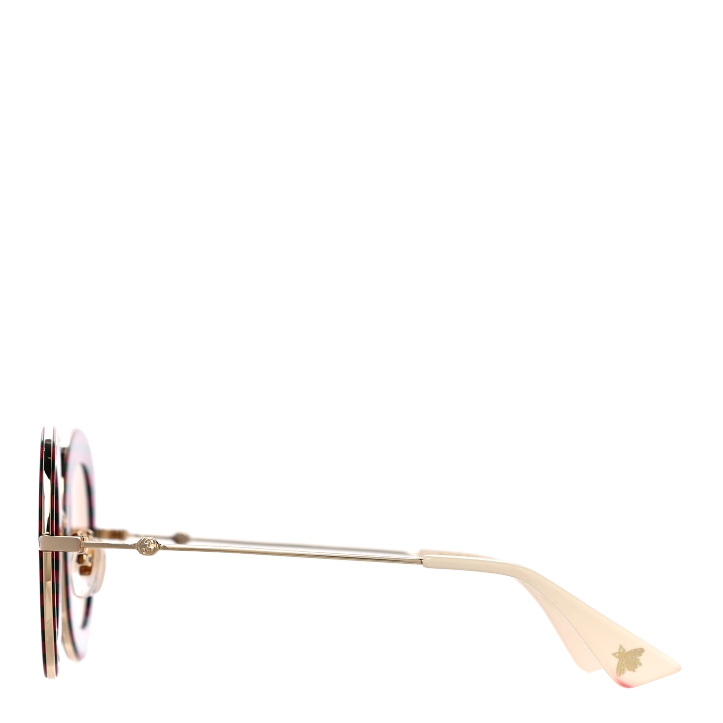 Metal Acetate Striped Maison Del'Amour Round Frame Sunglasses GG0113S Red Green