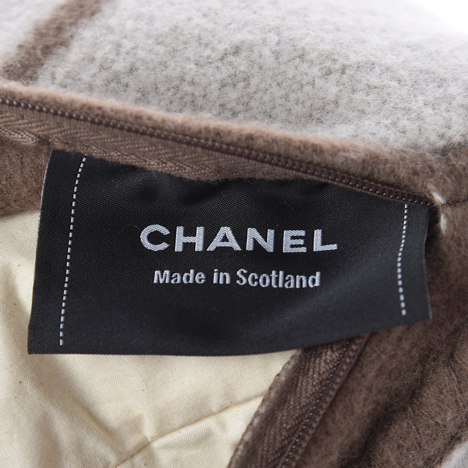 Chanel Merino Wool Cashmere CC Pillow Dark Beige Light Beige 6 of 9
