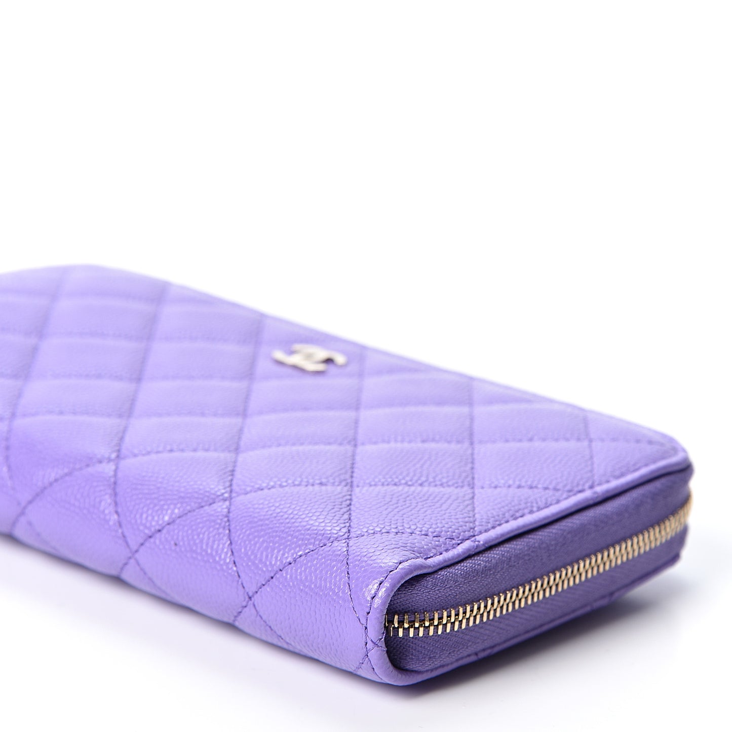 Caviar Quilted Large Gusset Zip Around Wallet Purple