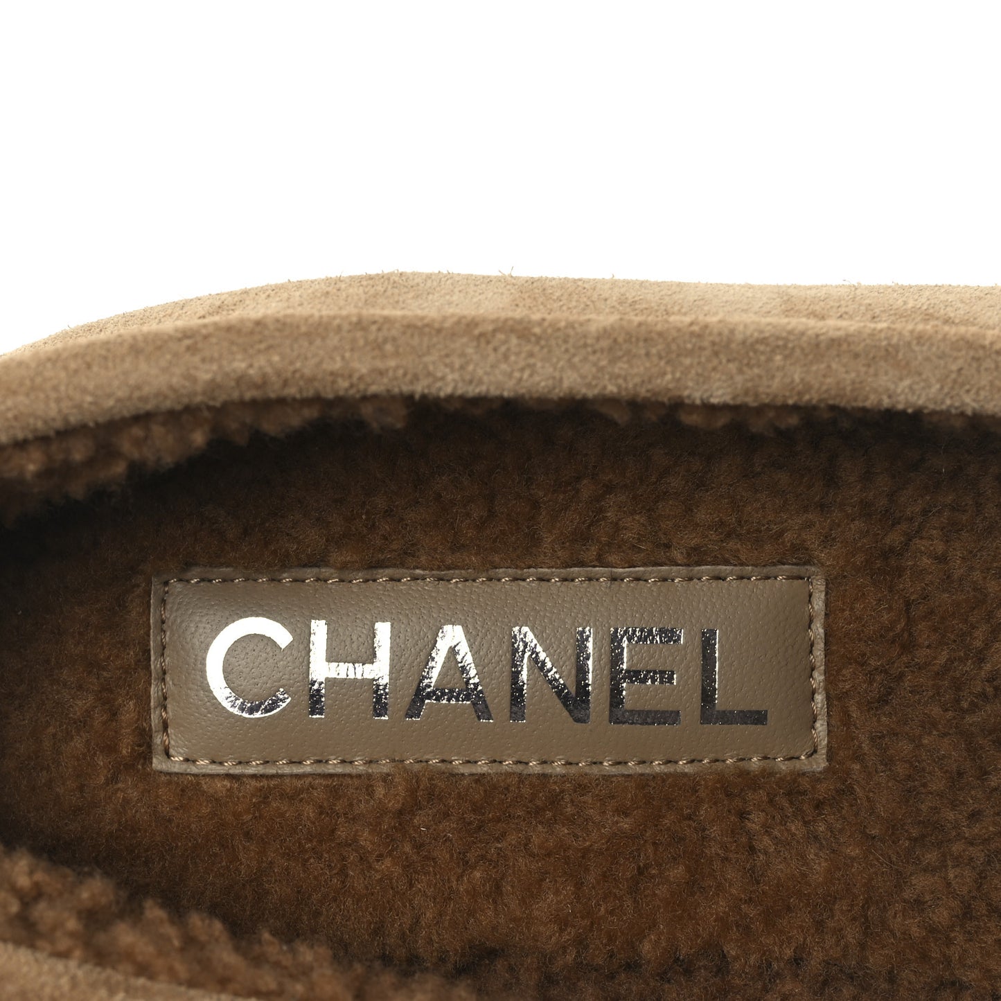 Suede Calfskin CC Loafers 38 Dark Beige