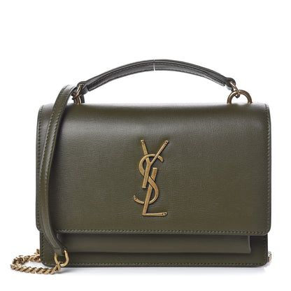 Saint Laurent Calfskin Monogram Sunset Chain Wallet Green 1 of 9
