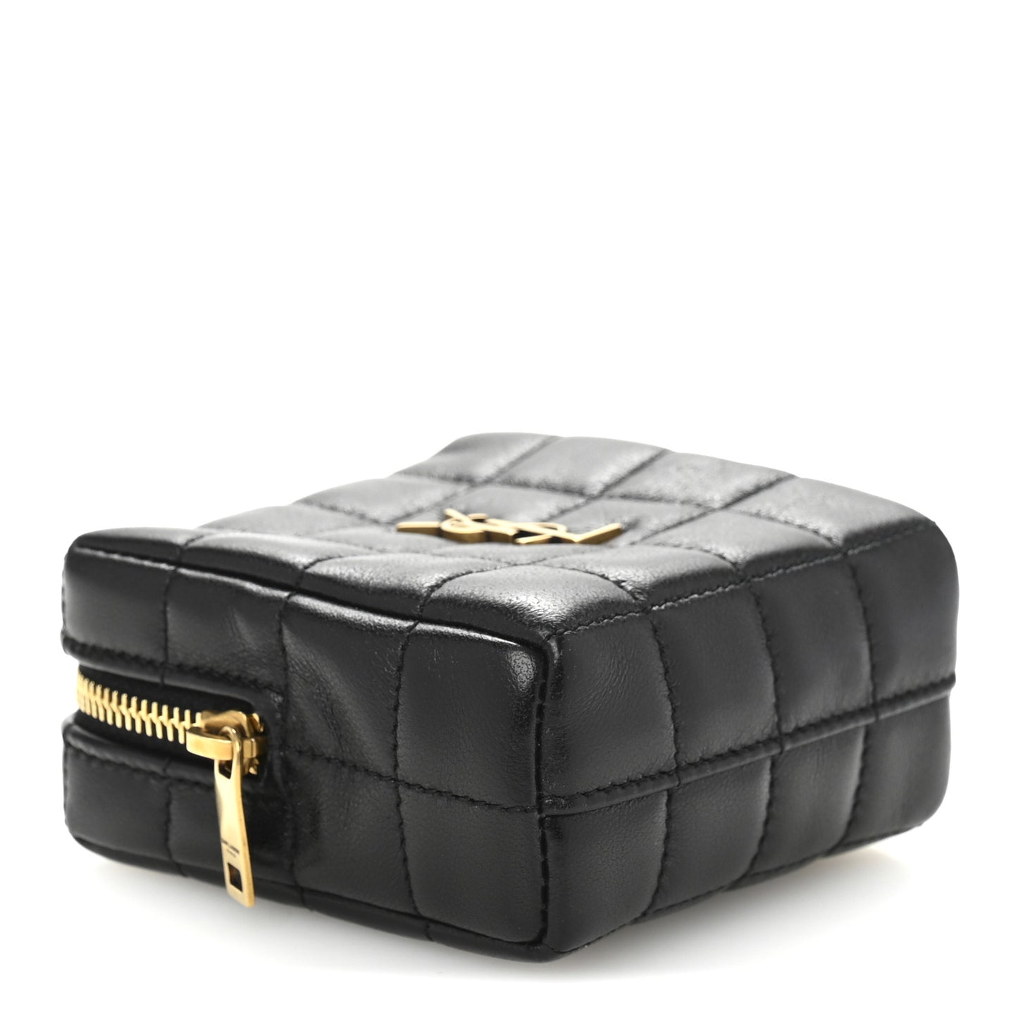 Lambskin Quilted Mini Square Pouch Black