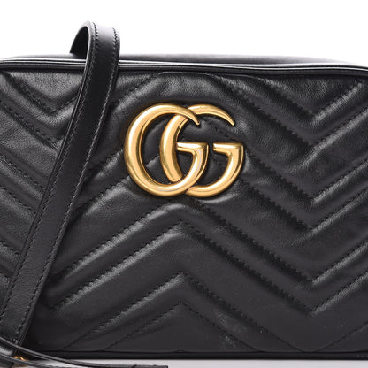 Gucci Calfskin Matelasse Small GG Marmont Chain Shoulder Bag Black 9 of 27