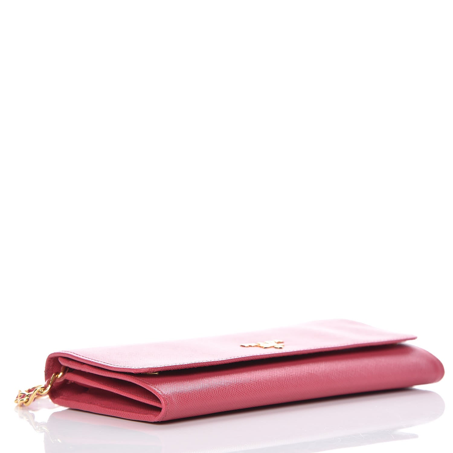 Prada Saffiano Metal Oro Chain Wallet Peonia 4 of 11